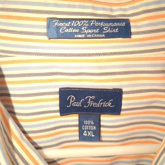 Paul Fredrick 4XL Striped Cotton Sport Shirt Men Multicolor LS Button Down - Picture 3 of 5